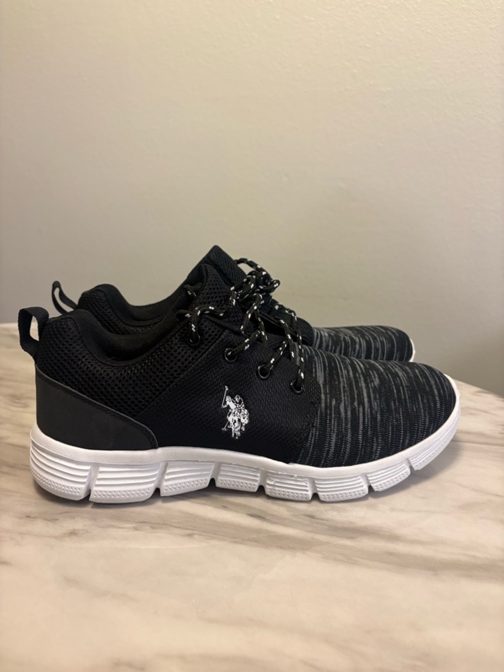 U.S. Polo Assn. Black Athletic Sneakers with White Sole